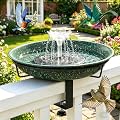 Yiabivo Deck Mounted Bird Bath with Fountain,Solar Railing Bird Bath Fountains for Hummingbirds,Adjustable Metal Durable Deck Bird Bath Holder for Outdoor Railings, Patio Deck,Garden