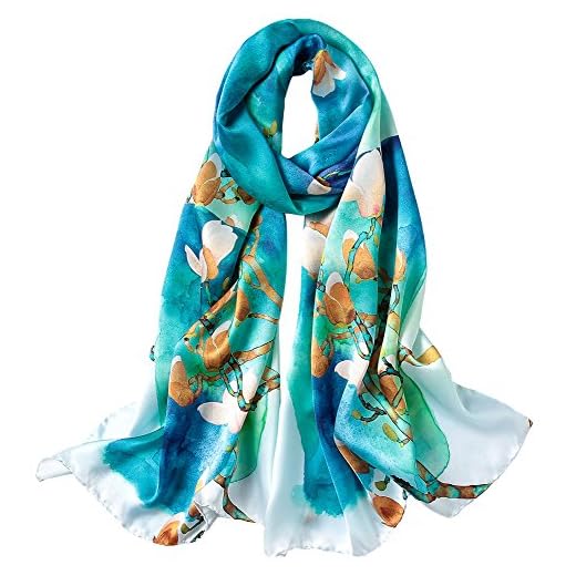 STORY OF SHANGHAI Bufandas de 100% Seda de Morera Pañuelo Mujer Seda Chal Estolas Madre y Dama Regalos para Mujeres