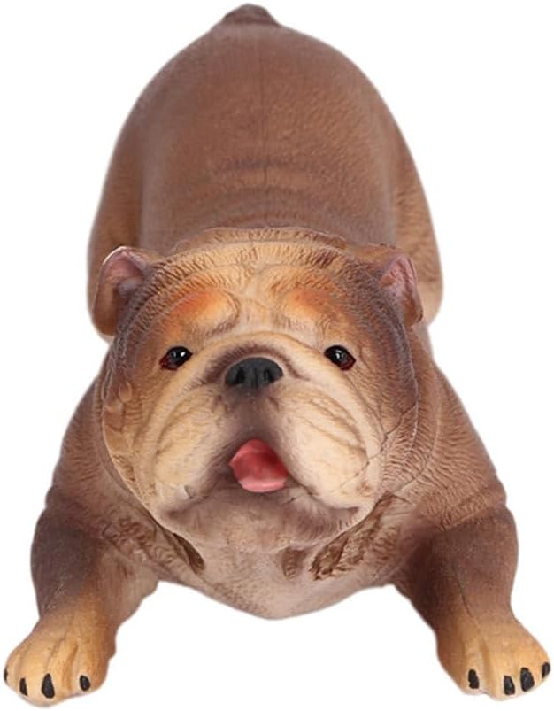 Amosfun Bulldog Figurine 4.21 Inch Realistic Dog Model Ornament Lightweight Durable Miniature Animal Figurine for Home Decor Kids Toys and Collectibles