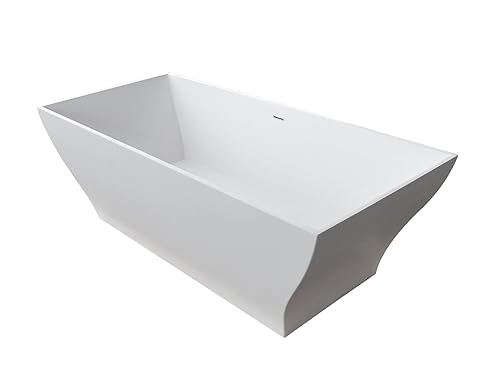 Freestanding Solid Surface Bathtub 71 In Flat Bottom Soaking Tub
