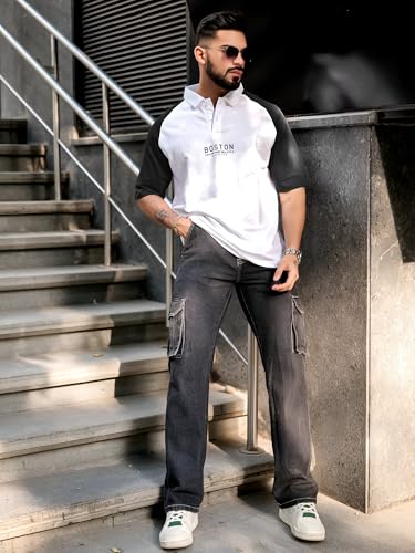 Image of Maniac || Mens || Printed ||Raglan Polo Neck || 3 /4th Sleeve || Cotton ||Oversized ||Polo T-Shirt