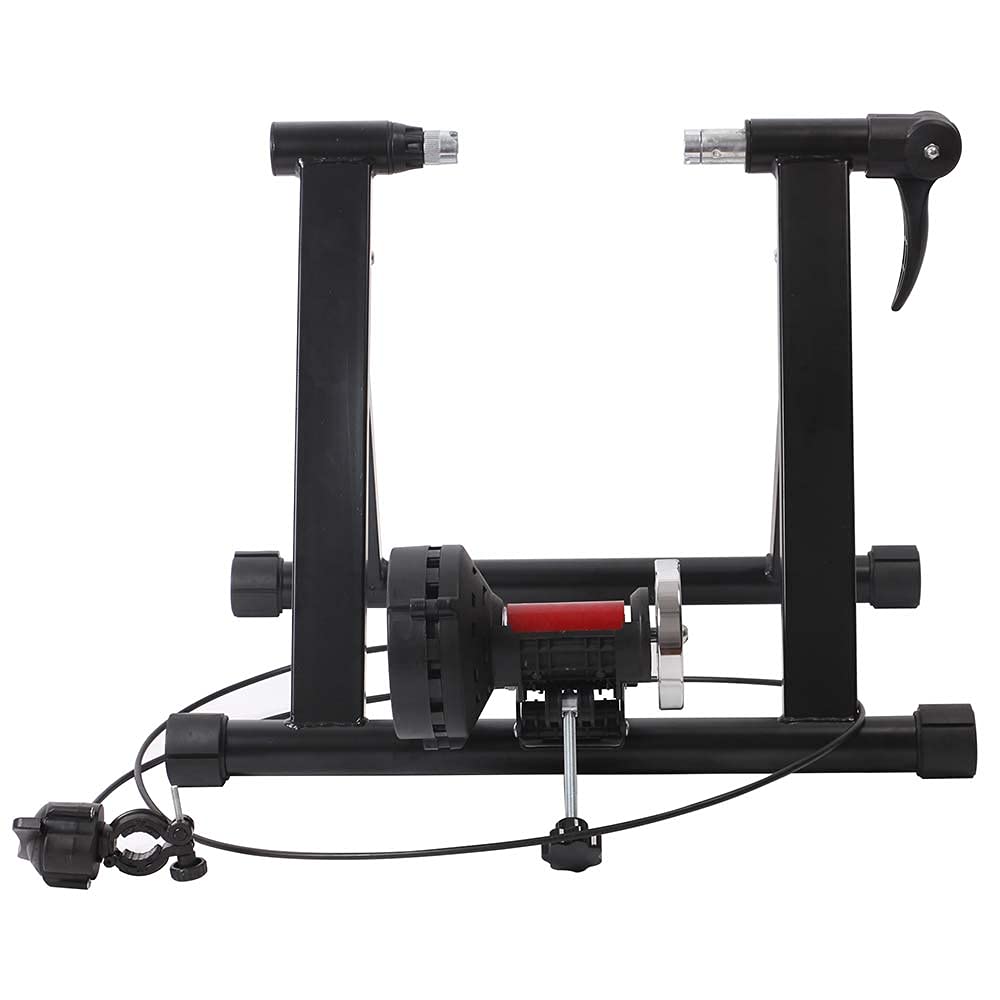 Bakaji Vélo Trainer Intérieur Support Rouleau Magnétique 6 Niveaux de Résistance Entraînement Cardio Fitness Montagne en Acier Pieds Réglable Structure Pliable