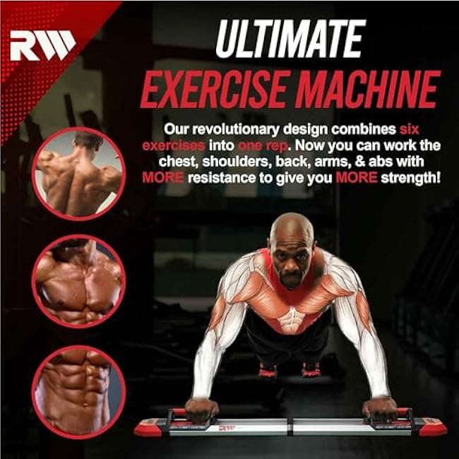 IRON CHEST MASTER Push Up Machine | Home Fitness Equipment for Chest Workouts | Home Gym Equipment Includes Adjustable Resistance Bands and a Unique Fitness Program