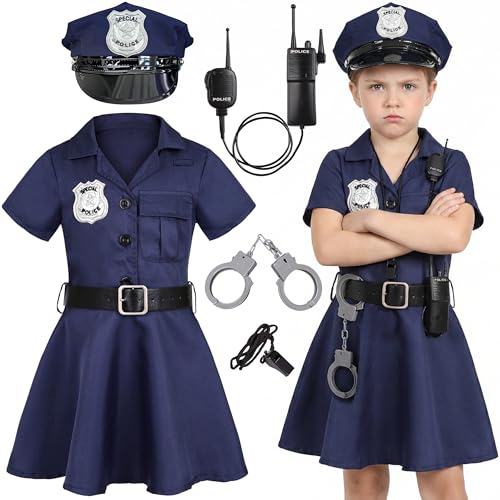 Disfraz completo de oficial de policía para niñas miniatura 1