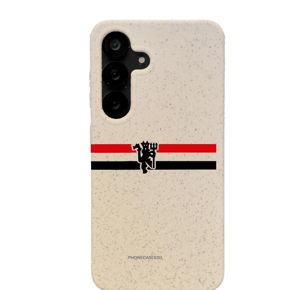 PHONECASES3D – Phone Case compatible with Samsung Galaxy A55 Manchester United FC – Diagonal Stripes & Devil – Ergonomic Design – Lightweight & Durable Protection – White