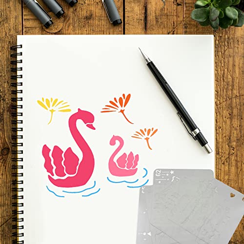 Lot de 80 pochoirs en forme de fleur pour peinture, 13 × 13 cm, pochoirs réutilisables pour bois, mur, toile (style B) - Image 3