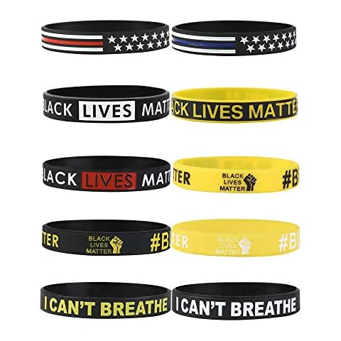Cooluckday Black Lives Matter Bracelet Silicone Wristband Bracelets Black Rubber Bangle Bracelet 10 Pcs Cover