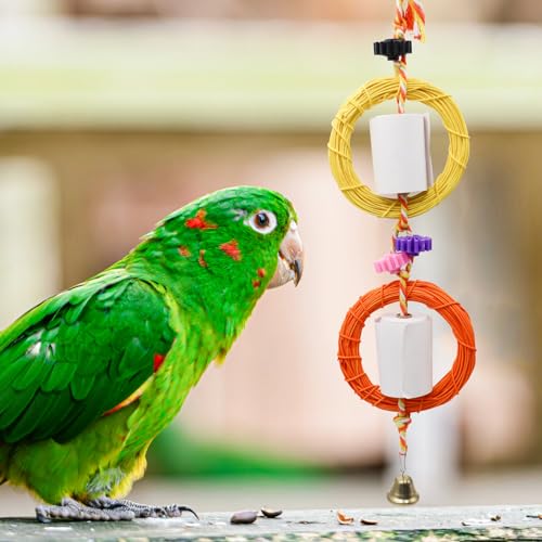 Image of Bird Chewing Toys, Parrot Shredding Toys, Vine Ring Toy with Machine Paper, Bird Cage Accessories, Suitable for Small and Medium Birds Parakeets Cockatiels Conures Budgie Lovebirds