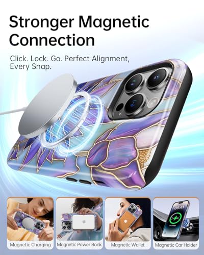 Coque iPhone 15 Pro Max fleurs silicone antichoc compatible MagSafe