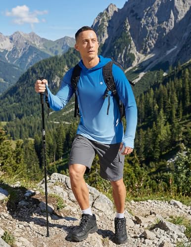 Image of PINSPARK Men's UPF 50+ Sun Shirts Long Sleeve Fishing Hoodie, UV Protection Rash Guard for Outdoor Hiking Running Swim Shirt