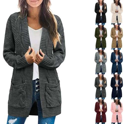 Cardigan Sweaters for Women Cable Knit Chunky Cardigan Sweaters Fall Long Sleeve Oversized Cardigans with Pockets