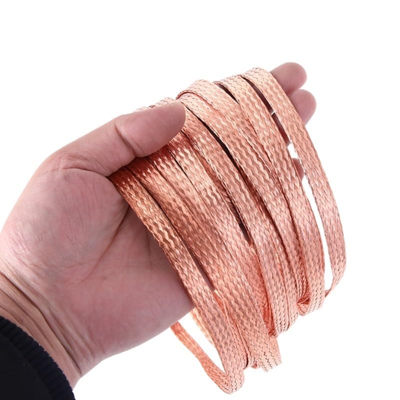 Gaine de câble en cuivre pur de 5 m/10 m, tressage étamé, câble de terre nu, gaine en métal, fil de signal, ruban conducteur plat (cuivre, 16 mm_10 m)