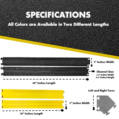 Kable Kontrol Drop Over Floor Cord Cover – 36” Inch Long 1 Channel Cable or Wire Protector – Rubber Ramp for Indoor and Outdoor Use – Black