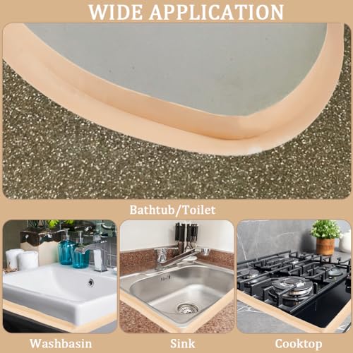 Image of CRASPIRE Caulk Tape Sealant Strip 1.4 inch x 10.5Ft PVC Beige Self Adhesive Waterproof Sealing Tape Strip Caulk Sealer Decorative Trim for Kitchen Sink Bathroom Toilet Floor Corner Edge Protector