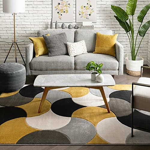 Image of Modern Contemporary Handmade Tufted Woolen Carpet for Living Room Bedroom and Hall Size 8 x 10 Feet Color Multi