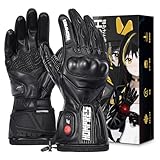 Hompres 全体PU革電熱グローブ 11.1V両面全体発熱 手のひらと同面の指先発熱 残量表示 バイク用 4段階温度 防寒防水ヒーター手袋 シガーソケット給電 スマホ対応 滑り止め メンズ レディース インナーグローブ付き