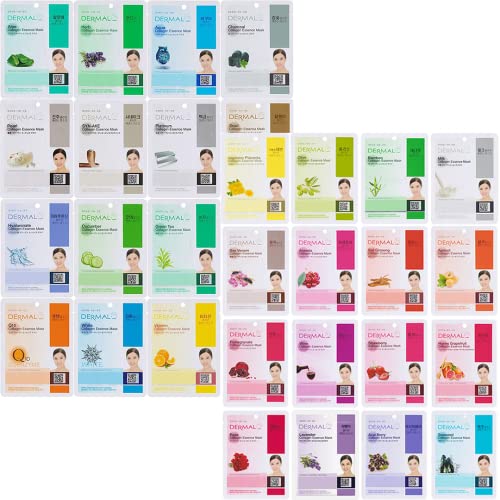 DERMAL KOREA Collagen Essence Full Face Facial Mask Sheet 16 Comb...