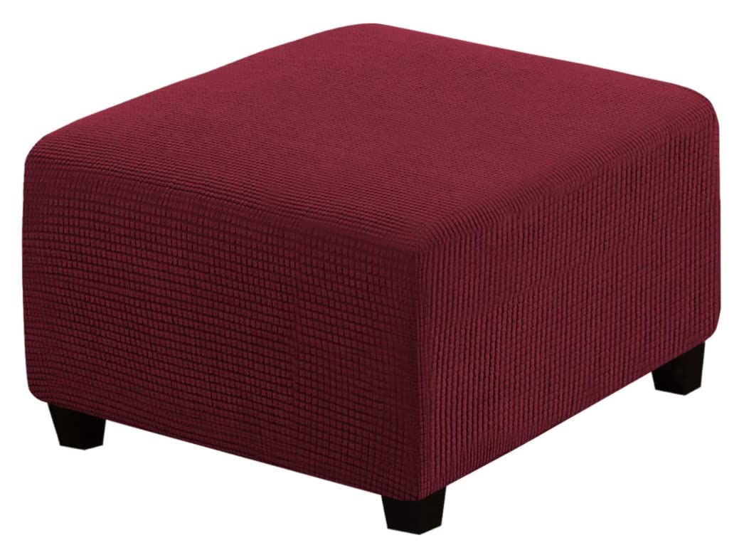 ANWUCHEN Copertura per ottomana rettangolare, elasticizzata, in tessuto jacquard, rettangolare, rimovibile, pieghevole, con fasce elastiche, colore nero, taglia M
