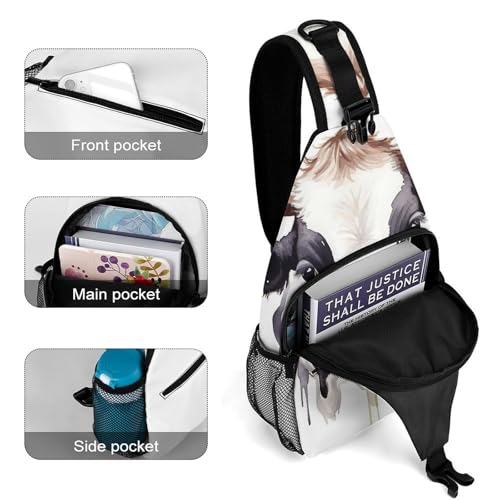 Mochila cruzada deportiva con diseño acuarela y flor blanca miniatura 4