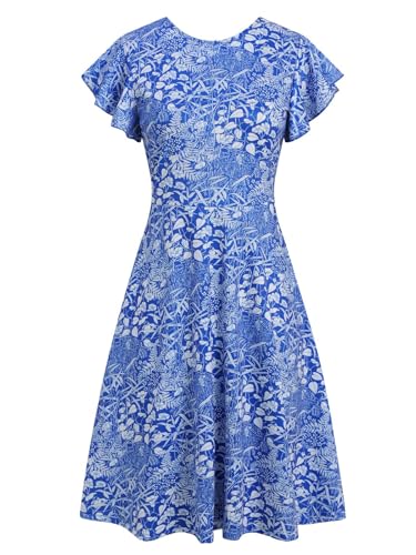 Image of MSLG Women's Fit and Flare Ruffle Short Sleeves Dresses Work V-Back Cocktail Semi Formal A Line Dress with Pockets 842