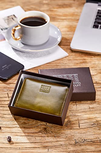 Image of Vintage Full Top Grain Leather Wallet RFID Blocking Multi Card Case with Zipper Pocket Card Holder for Men Women Gift Box