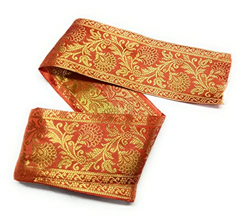 Image of Floral Brocade Ethnic Work Laces and Borders Material for Dresses, Sarees, Lehenga, Suits, Blouses, Dupatta, chunri and Crafts