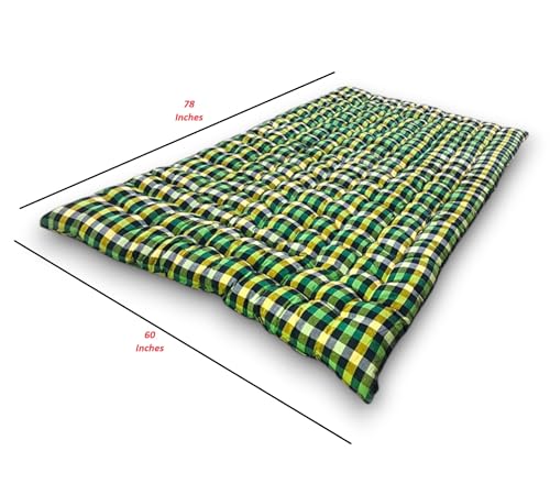 Image of ATOOTFUSION Large Soft Cotton Mattress | Foldable Lightweight Sleeping Mattress | Ideal for Guest Use and Hostels | Multicolor Super Queen Gadda (78x60 Inches)