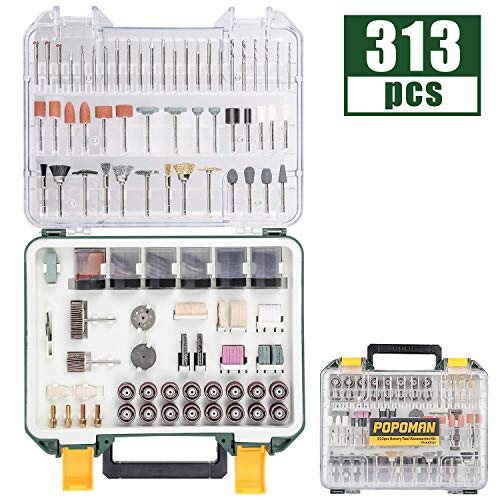 Accesorios de Herramientas Rotativas POPOMAN 313PCS, diámetro de mangos 1/8