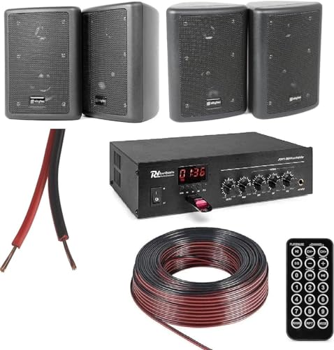 Compagno IMPIANTO AUDIO FILODIFFUSIONE 4 CASSE PARETE BLACK BLUETOOTH RADIO FM USB