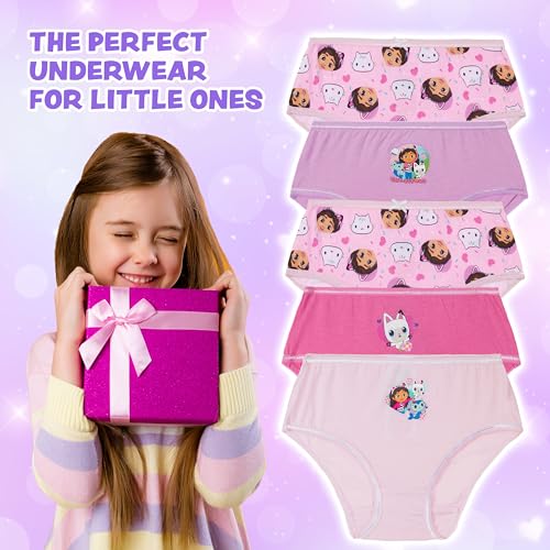 Gabby's Dollhouse Girls Knickers, Comfy Breathable 100% Cotton Underwear for Kids - Pack of 5 (Purple/Pink, 3-4 Years)3