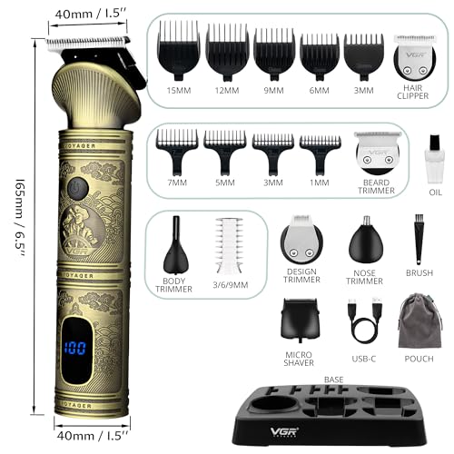 VGR Beard Trimmer for Men Kit, Cordless Hair Clippers, Precision Zero Gap T-Blade, 180 mins Rechargeable Electric Shaver - Image 3
