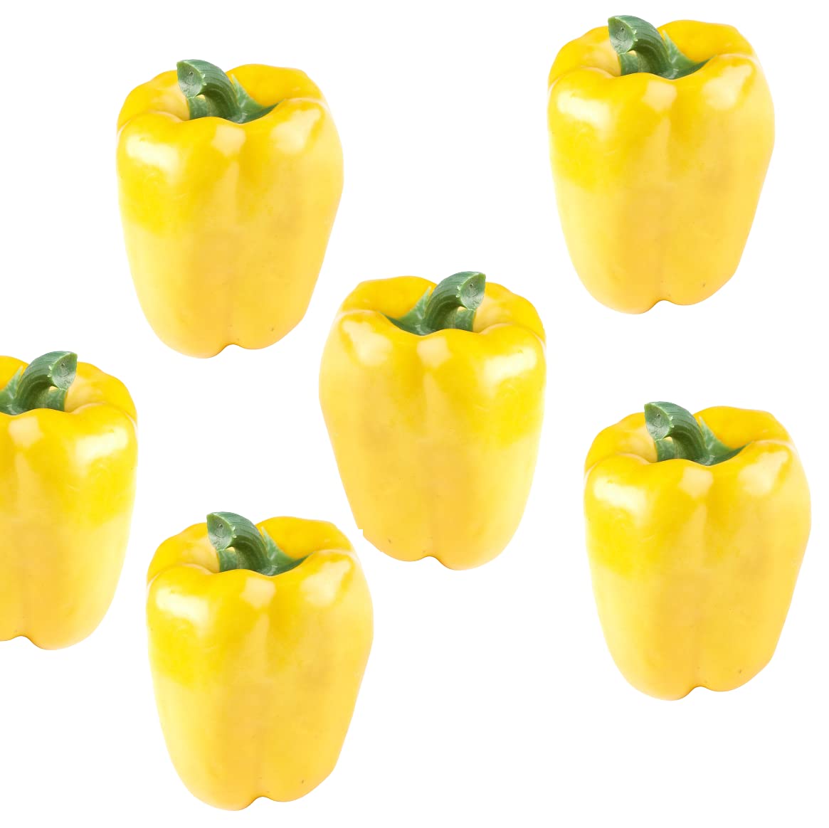 Factory Direct Craft Pack of 6 Artificial Yellow Bell Peppers Garden Yellow Sweet Peppers Fake Food for Kitchen Vegetable Displays or Photo Props