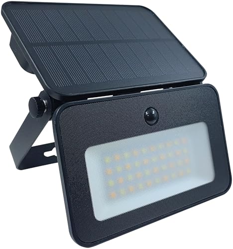 greenandco 2 x LED Solar Floodlight with Motion Sensor 1000 Lumen 3 Levels Adjustable Light Colour 6500/4000/3000 K IP65 Wall Light - Image 2