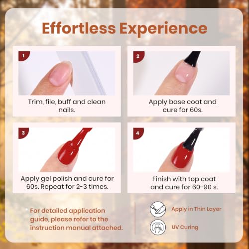Image of Beetles Fall Gel Polish Set, Forest Glow Collection, 6 Colors | Red Orange Mustard Olive Green Gel Polish, Warm Earth Tone Soak Off UV LED Nail Gel for DIY Manicure