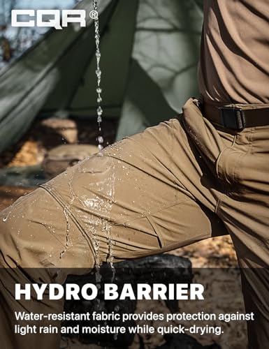 Image of CQR Men's Convertible Cargo Tactical Pants, Water Resistant Outdoor Hiking Pants, Zip Off Lightweight Stretch Work Pants