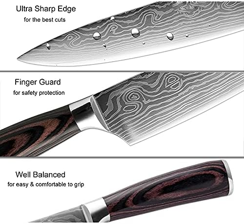 Set Cuchillos Cocina 4 Piezas Acero Inoxidable Mango Madera miniatura 4