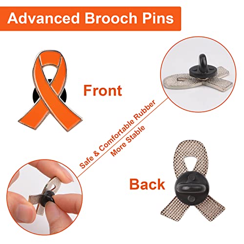 Craffancy Orange Ribbon Pin, 50Pcs Orange Ribbon Brooches Hope Enamel Jewelry Pins, Leukemia Awareness Kidney Cancer Multiple Sclerosis Gun Violence Awareness Brooches #TOP2