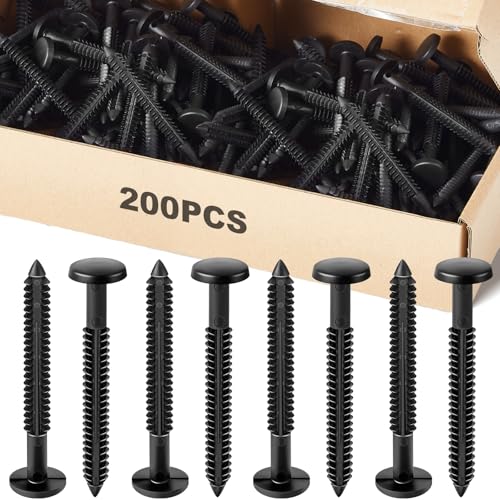 Image of Blulu 200 Pcs 3 Inch Vinyl Shutter Fastener Window Panel Peg Lok Pin Pegs Screws Shutter Spikes Anchor (Black)