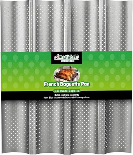 Amagabeli Plaque de cuisson pour 4 pains ondulés 38,1 x 33 cm