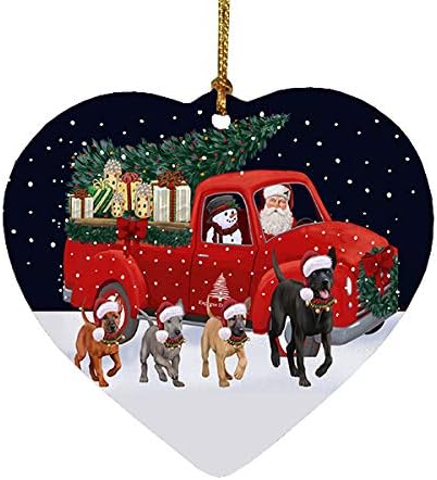 Christmas Express Delivery Red Truck Running Thai Ridgeback Dogs Heart Christmas Ornament RFPOR58126