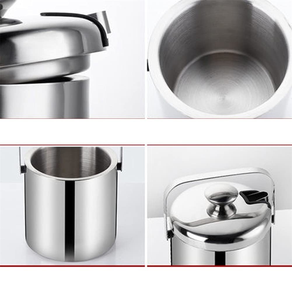Cubo de Hielo de 1,3 l, Cubo de Acero Inoxidable, Cubo de Hielo con Aislamiento térmico de Doble Capa, Recipiente para Cubo de Hielo con Tapa y Pinzas
