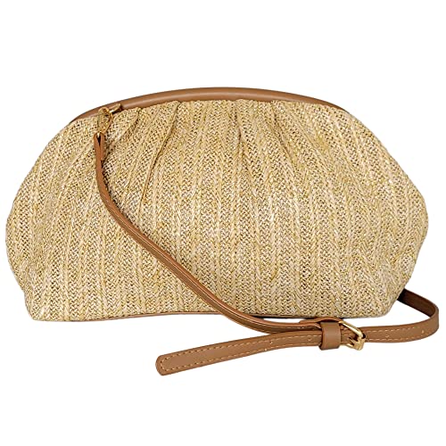 Alyna Style Bolso Bandolera Rafia Mujer Clutch Bicolor - Bolso Rafia Mujer es el Accesorio Perfecto - Bolsos de Paja están Hechos de Rafia Natural muy Duradera (Natural)