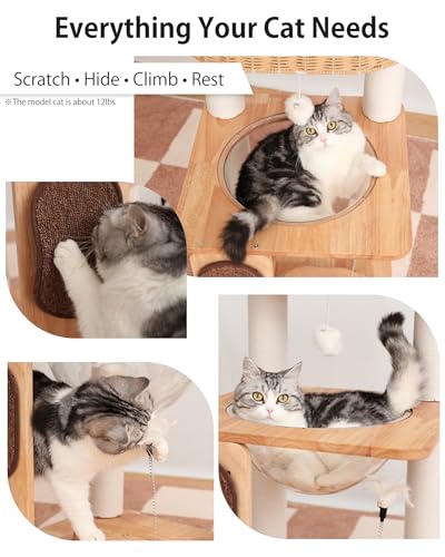Árbol de Gato de Madera Moderno para Gatos Grandes miniatura 5