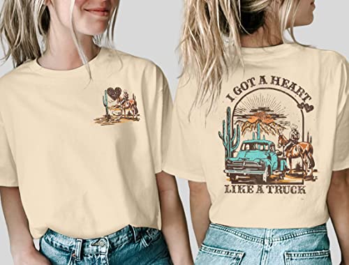 I Got A Heart Like A Truck T Shirt Women Country Music Shirts Nashville Concert Outfit Western Sunset Cowgirl Tops2