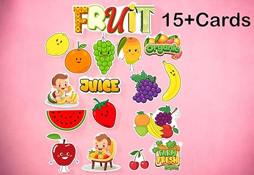 Image of Fruit Theme Baby Photoshoot Props Kit | Newborn & Kids Photography Cutouts Set | Fruit & Juice Theme Decorations | 250 GSM Cardpaper, Birthday Monthly Shoot Accessories