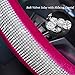 Alusbell Crystal Diamond Steering Wheel Cover Soft Velvet Bling Rhinestones Steering Wheel Cover for Women Universal 15 inch Plush Car Wheel Cover Rose Red