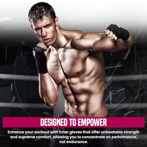 Image of RDX Boxing Hand Wraps Inner Gloves Men Women, Half Finger Elasticated Bandages, Under Mitts Fist Protection, Muay Thai, Kickboxing, MMA, Martial Arts Speed Bag Punching Training