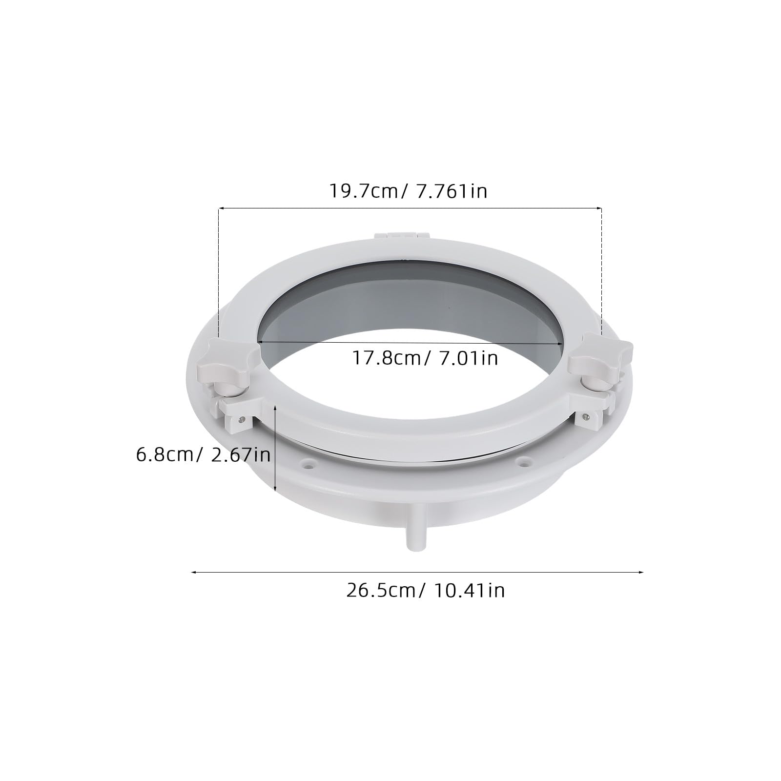 Oblò rotondo marino - Kit oblò piccolo - per imbarcazione, camper, furgone, copertura luce laterale, diametro esterno 265 mm/10,4".