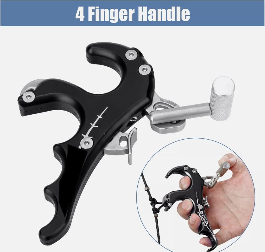 Pack of 1 Archery Compound Bow Release Aid 4 Fingers Adjustable Thumb Trigger Grip Caliper