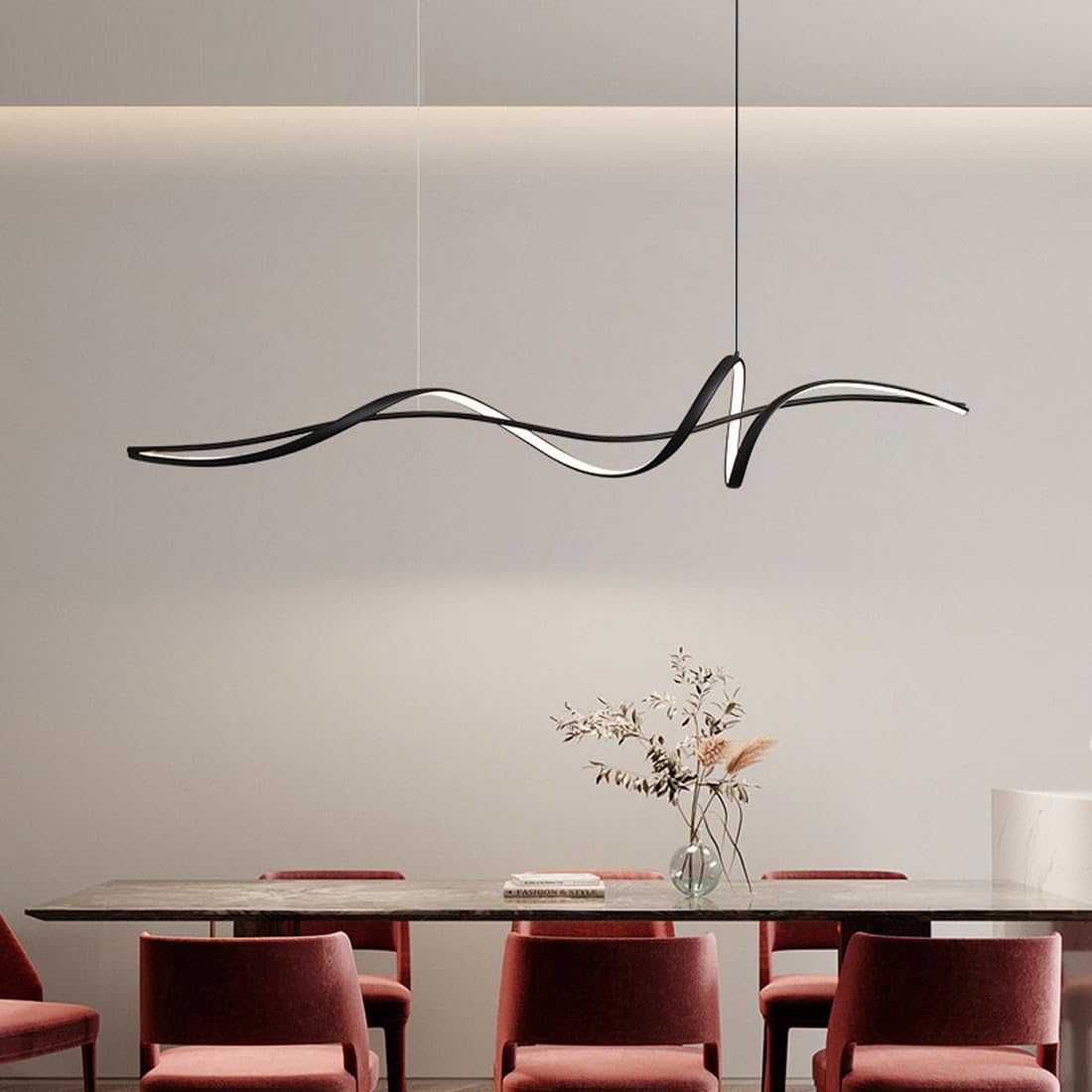Lampe à Suspension LED Créative Moderne Minimaliste pour Restaurant et Bar (Noir, 160cm)